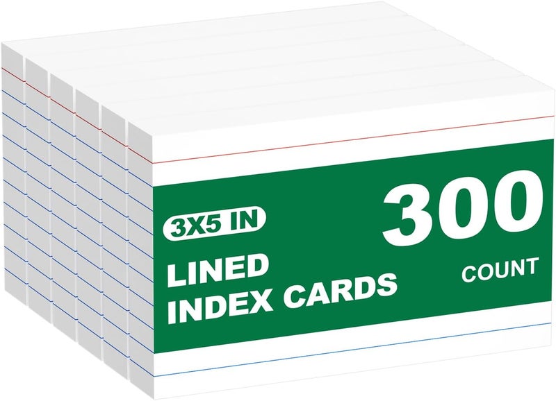 AIFLYAN 300 Count White Index Cards 3x5 Notecards Bulk Lined Flash Cards for Studying 3 x 5 Index Cards Ruled Notecards Bulk Pack of Note Cards for School Ruled Lined Index Card Flashcards 3x5 Cue Cards - Image 1